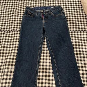 Wrangler Q baby no gap waistband size 3/4 and 36 inch inseam bootcut jeans